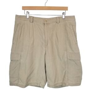 Tommy Bahama Relax Men's Tencel Cotton Cargo Flat Front Shorts Tan Waist 36